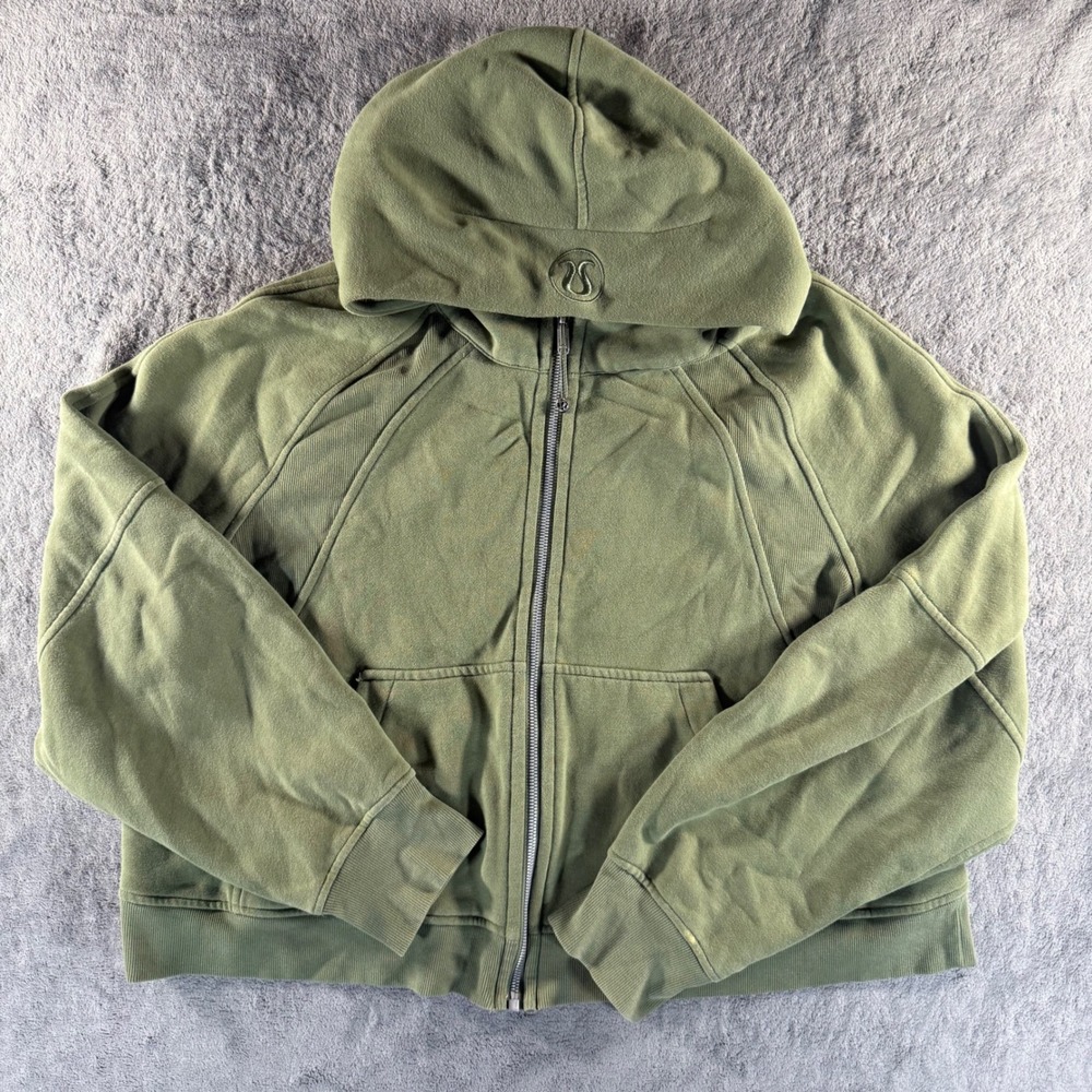 Lululemon Scuba Oversized Full Zip Women XL/XXL Green Twill Good Fleece Hoodie